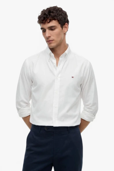 CL OXFORD SOLID SHIRT Erkek Beyaz Gömlek - MW0MW42936 ürün görseli 1