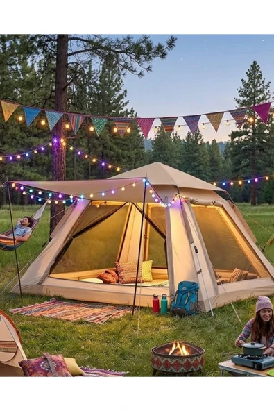 Güneşlikli Kamp Çadırı 240x240x160 cm 6 Kişilik Kolay Kurulum Outdoor ürün görseli 1