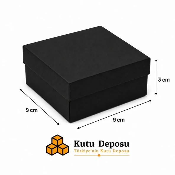 9x9x3 cm Tam Kapaklı Selefonlu Süngerli Takı Kutusu - Siyah (DEMONTE) (50 ADET) ürün görseli 1