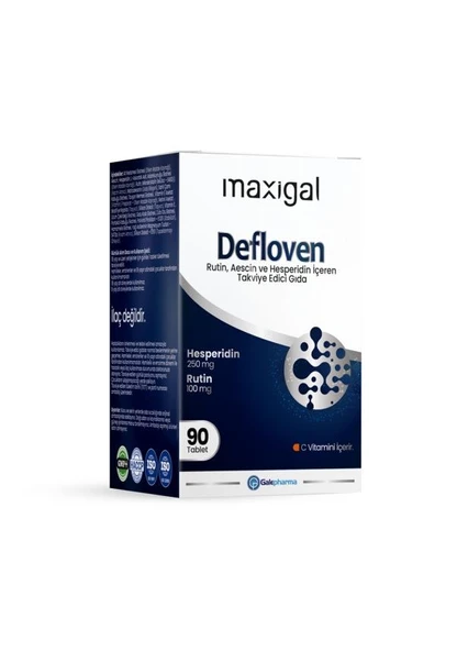 Maxigal Defloven Rutin, Aescin ve Hesperidin İçeren Takviye Edici Gıda 90 Tablet ürün görseli 1