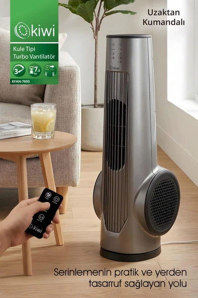 Kiwi KFAN-7693 Kule Tipi Vantilatör | LCD Ekran & 75 cm & 3 Kademe & Kumandalı & 7.5 Saat Zamanlayıcı ürün görseli 1