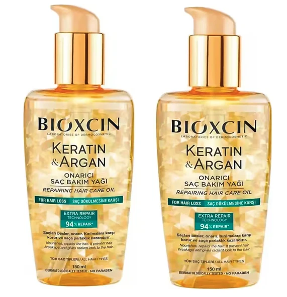 Bioxcin Keratin & Argan Onarıcı 150 ml 2 Adet Saç Bakım Yağı ürün görseli 1