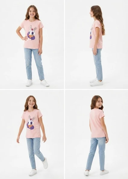 Kız Çocuk Pembe T-Shirt - Resim 4