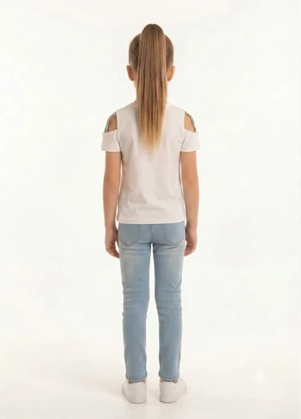 Kız Çocuk Beyaz T-Shirt - Resim 3