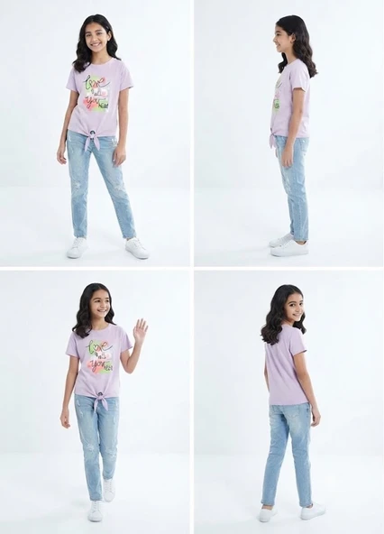 Kız Çocuk Mor T-Shirt - Resim 4