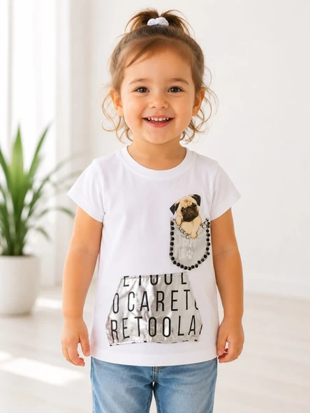 Kız Çocuk Beyaz T-Shirt ürün görseli 1