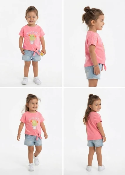 Kız Çocuk Pembe T-Shirt - Resim 4
