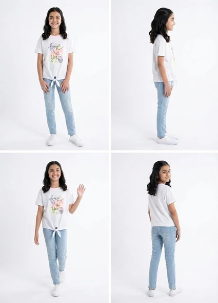 Kız Çocuk Beyaz T-Shirt - Resim 4