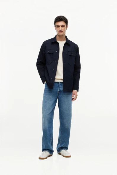 COTTON BLEND SHIRT JACKET Erkek Mavi Mont - MW0MW43471 ürün görseli 1
