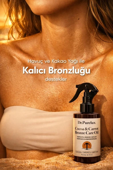 Dr.Purelux Bronzlaştırıcı Yağ | Kakao & Havuç & Hindistan Ceviz İçeren Bronzluk & Yoğun Nemlendirici 200 ml ürün görseli 1