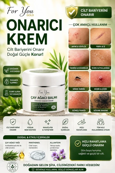 For You Gold Yatıştırmaya Ve Onarmaya Yardımcı Çay Ağacı Balmı Bakım Kremi 50 ml (TEA TREE BALM) ürün görseli 1