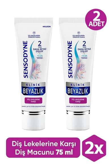 Sensodyne Klinik Beyazlık Diş Lekelerine Karşı Diş Macunu 75 ml 2 Adet ürün görseli 1