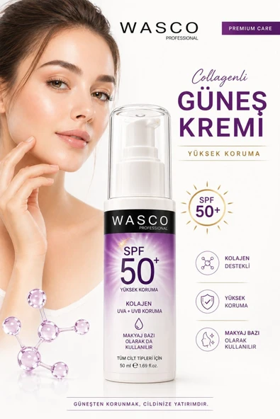 wasco Yaşlanma Karşıtı Spf50+ Kolajenli Güneş Kremi (collagen-panthenol-hyaluronic Acid) 50ml ürün görseli 1
