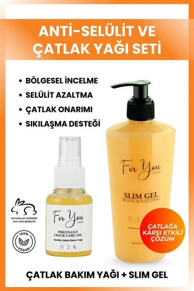 For You Gold Slim Jel (slimgel) Selülit Jeli Ve Çatlak Oluşumunu Azaltmaya Yardımcı Çatlak Bakım Yağı&çatlak Seti ürün görseli 1
