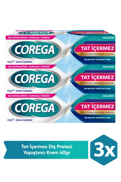 Corega Gün Boyu Güçlü Tutuş Diş Protez Yapıştırıcı Tat İçermez Krem 40 gr 3 Adet ürün görseli 1