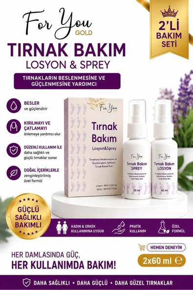 For You Gold Tırnak Ayak Bakım Seti Losyon&sprey Kaşıntı, Koku, Mantar Gidermeye Yardımcı 2'li Set ürün görseli 1