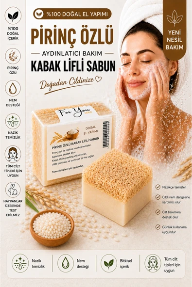 For You Gold Kabak Lifli %100 Doğal El Yapımı Pirinç Özlü Whitening Sabun ürün görseli 1
