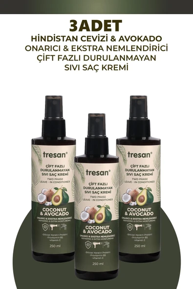 Tresan Coconut Avokado Durulanmayan Saç Kremi 250 ml 3 Adet ürün görseli 1