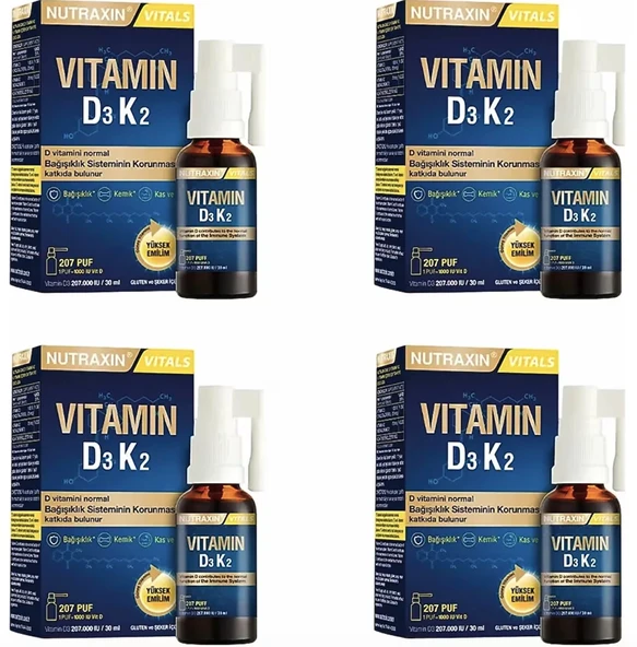 Nutraxin Vitamin D3K2 Sprey 30 ml 4'lü ürün görseli 1
