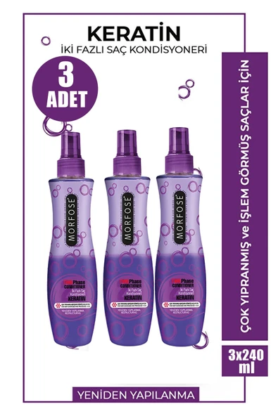 Morfose Keratin Fön Suyu Mor 240 ml 3 Adet ürün görseli 1