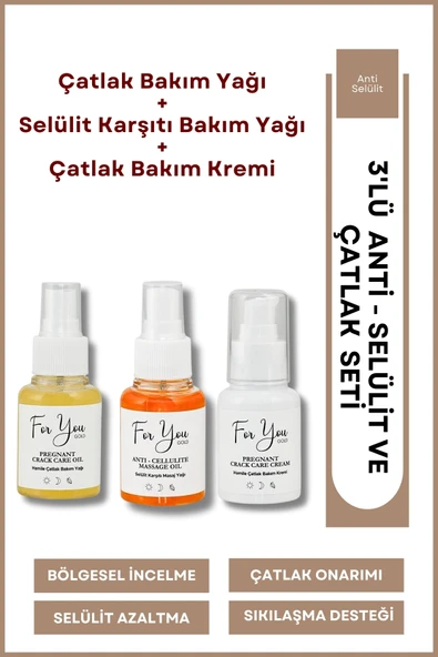 For You Gold Çatlak Bakım Kremi, Çatlak Bakım Yağı Ve Selülit Karşıtı Bakım Yağı 3lü Fırsat Paketi ürün görseli 1
