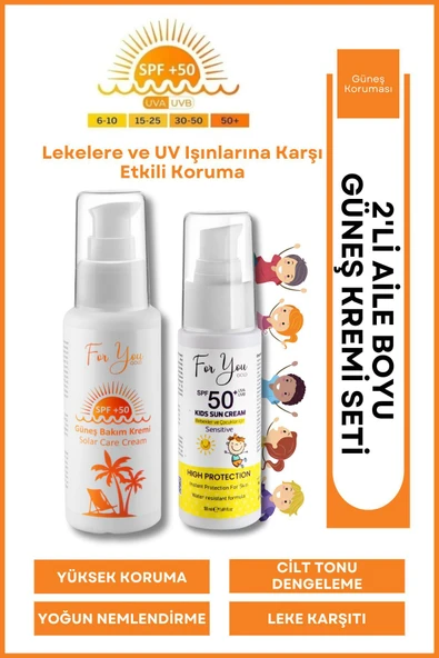 For You Gold Güneş Aile Set |orijinal Boy Yetişkin Ve Çocuk Güneş Kremi Koruyucu Bakım Seti +50 Spf (2ürün) ürün görseli 1
