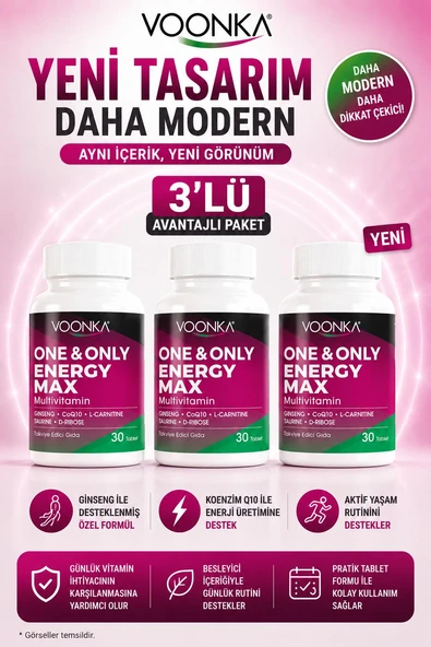 Voonka One & Only Energy Max 30 Tablet 3 Adet ürün görseli 1