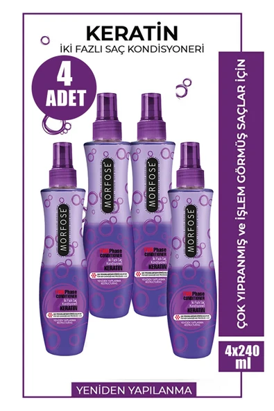 Morfose Keratin Fön Suyu Mor 240 ml 4 Adet ürün görseli 1