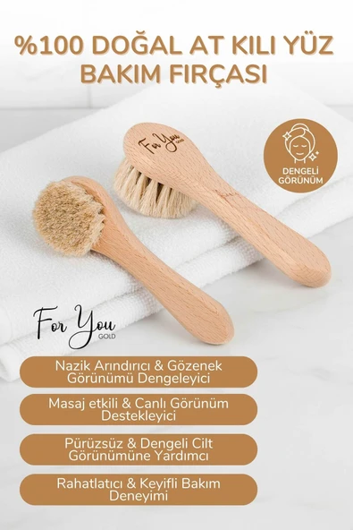 For You Gold Yaşlanma Ve Kırışıklık Karşıtı %100 Doğal At Kılı Yüz Fırçası - Göz Çevresi Ince Çizgilerde Etkili ürün görseli 1