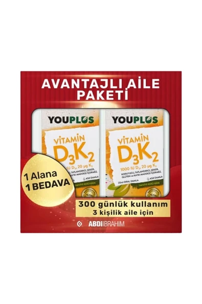 Youplus Vitamin D3 K2 Damla 20 ml Avantajlı Paket ürün görseli 1