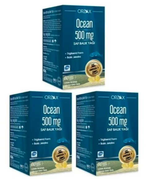 Ocean Saf Balık Yağı 500 mg 60 Kapsül 3'lü ürün görseli 1