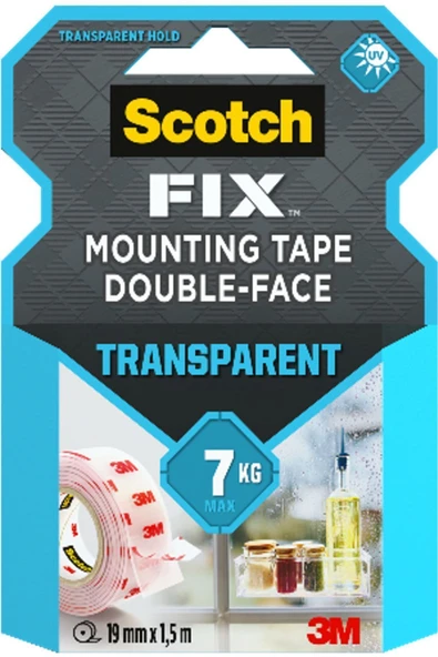 3M Çift Taraflı Şeffaf Montaj Bandı 19 Mm X 1,5 M ürün görseli 1