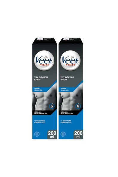 Veet Men Hassas Ciltler İçin Tüy Dökücü Krem 200 ml 2 Adet ürün görseli 1