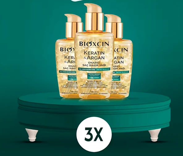 Bioxcin Keratin & Argan Onarıcı 150 ml 3 Adet Saç Bakım Yağı ürün görseli 1