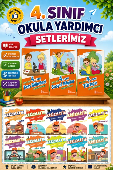 4.Sınıf Çıtır Çıtır Türkçe + Fen Bilimleri + Sosyal Bilgiler + Karizmatik Hikaye Seti ürün görseli 1