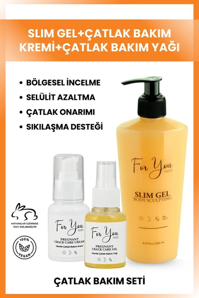 For You Gold Slim Jel Selülit Jeli Ve Çatlak Oluşumunu Azaltmaya Yardımcı Çatlak Kremi&Çatlak Bakım Yağı ürün görseli 1