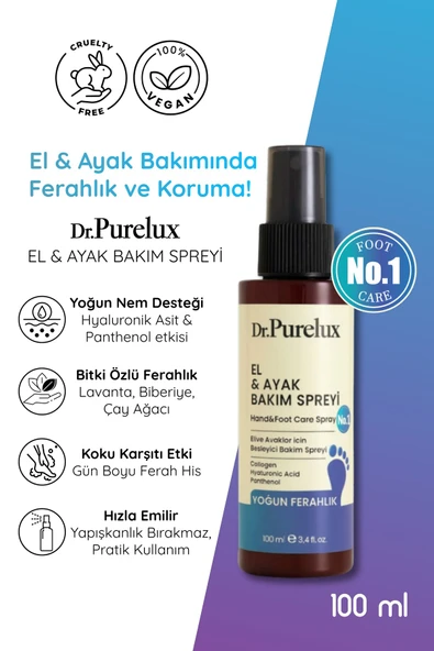 Dr.Purelux El & Ayak Bakım Spreyi – Mantar, , Koku Gidermeye Yardımcı Tırnak Bakım Spreyi 100 ml ürün görseli 1