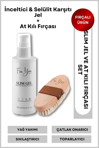For You Gold Slim Jel Inceltici-sıkılaştırıcı-toparlayıcı-çatlak Karşıtı Ve Selülit Kremi 150 ml At Kılı Fırçası ürün görseli 1