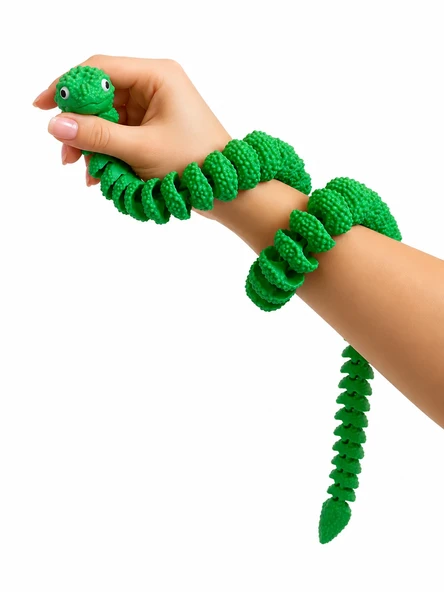 ?✨ Esnek Hareketli Yılan Oyuncak Sert Plastik Duyusal Oyuncak Eğlenceli Masaüstü Figür Yeşil ürün görseli 1