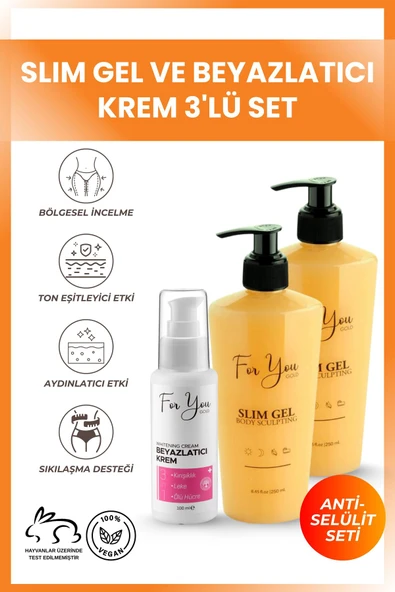 For You Gold Slim Jel - Toparlayıcı - Sıkılaştırıcı - Çatlak Karşıtı Ve Selülit Kremi X 2adet - Leke Karşıtı Krem Dahil ( Avantajlı Set) ürün görseli 1