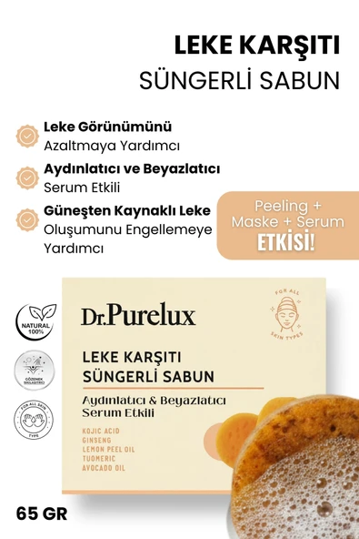 Dr.Purelux Kojik Asit Leke Karşıtı Sabun | Cilt Tonunu Eşitleyen Leke Karşıtı Ve Aydınlatıcı Süngerli Sabun ürün görseli 1