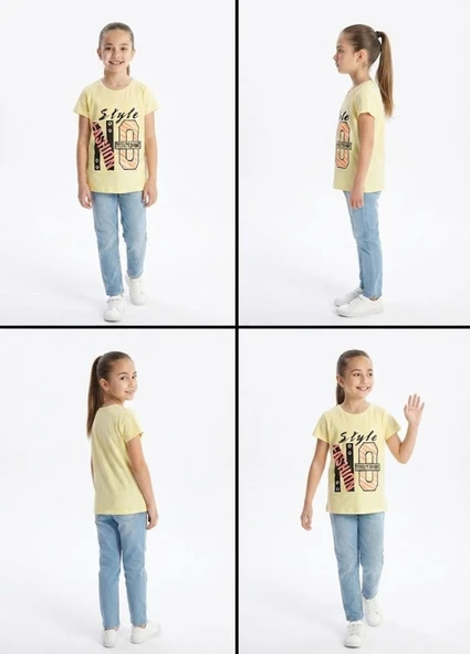 Kız Çocuk Sarı T-Shirt - Resim 4