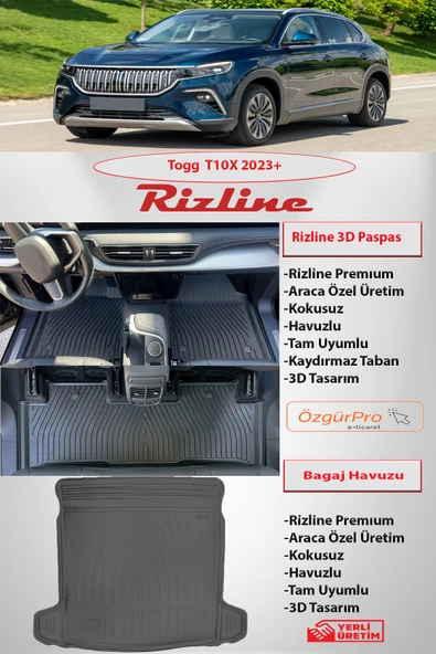 Rizline Togg T10X Premıum Paspas ve Premıum Bagaj Havuzu Set ürün görseli 1