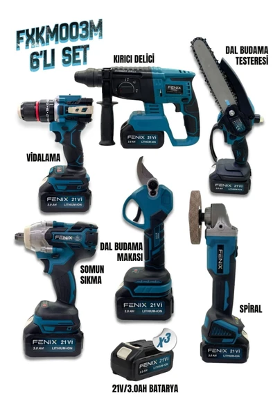 FENIX 21V 3.0Ah FXKM003M 6'lı Set ürün görseli 1
