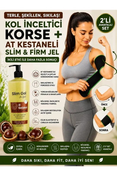 SLİM GEL At Kestanesi Özlü Slim Jel 250 ml ve Termal Kol Korsesi 2'li Set Toparlayıcı ve Sıkılaştırıcı Bakım Desteği ürün görseli 1
