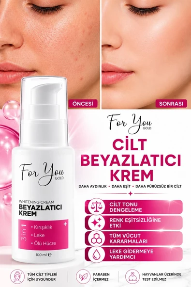 For You Gold Cilt Beyazlatıcı Krem (Kararma Karşıtı - Ton Eşitleyici - Renk Açıcı Krem) ürün görseli 1