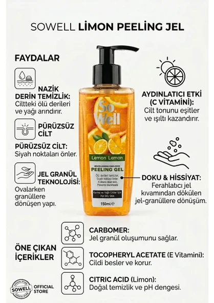 So Well Peeling Gel Lemon 150 ml - Resim 4