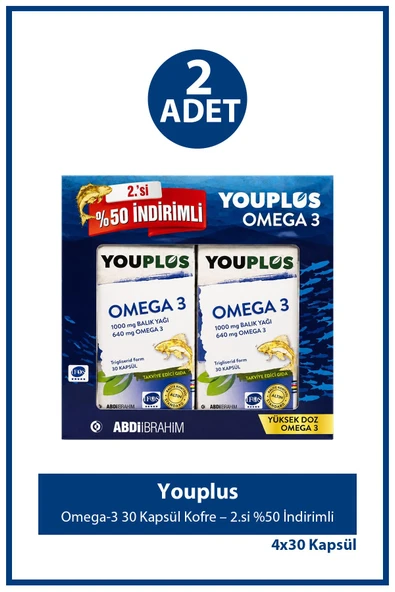 Youplus Omega-3 30 Kapsül Kofre – 2.si %50 İndirimli X2 ürün görseli 1
