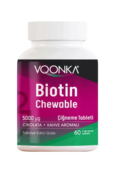 Voonka Biotin Chewable 5000 mcg Vitamin 60 Tablet ürün görseli 1