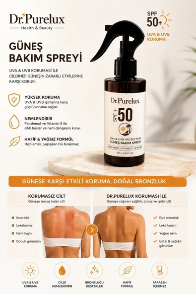 Dr.Purelux Dr. PureLux SPF 50+ Güneş Kremi Sprey | Yüz ve Vücut • UVA UVB Koruma • Suya Dayanıklı 200ml ürün görseli 1